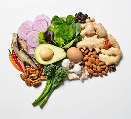 Foods made into the shape of a brain