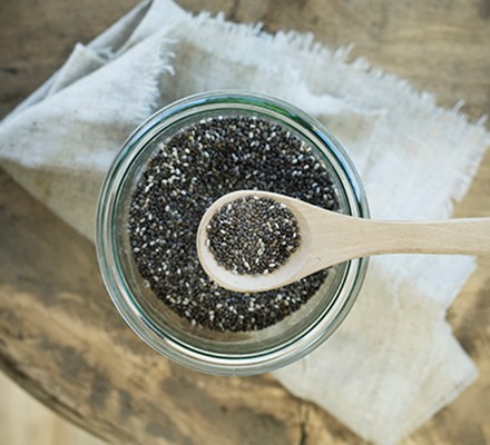 Spoon of chia seeds