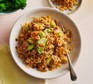 Chicken & ginger fried rice in a bowl