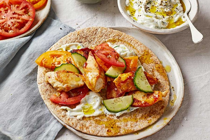 Chicken & tzatziki wraps One chicken & tzatziki wrap