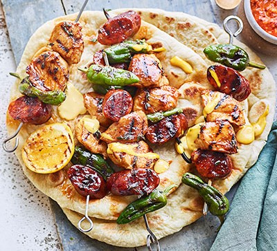 Chicken chorizo skewers