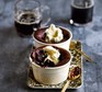 Guinness chocolate pudding with cream on top