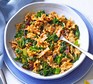 Creamy pesto & kale pasta served in a bowl