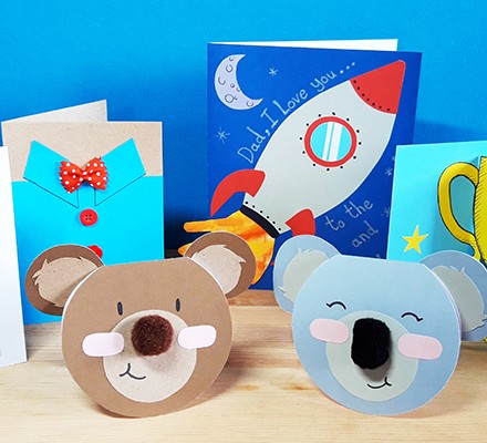 Homemade Father's Day cards on display