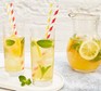 Iced tea served in a jug and two glasses