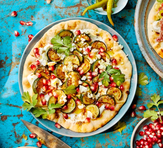 June recipes Roasted courgette flatbreads with fennel seeds