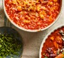 Orzo & chickpea soup in two bowls