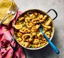 Pot of seafood paella
