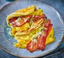 Pancake breakfast tacos served on a plate