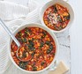 Two bowls of pasta e fagioli soup