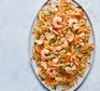 Prawn and noodle salad on platter