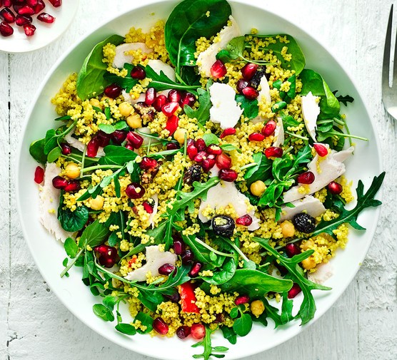 Turkey couscous salad in bowl