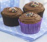 Dad's chocolate drop cakes with chocolate buttons in cases