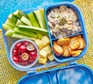 Smoky fish dip & bagel chips in a lunchbox