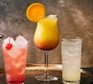 Tequila sunrise mocktail in a cocktail glass