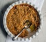 Vegan apple crumble served in a dish