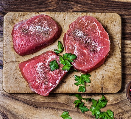 Raw beef steak