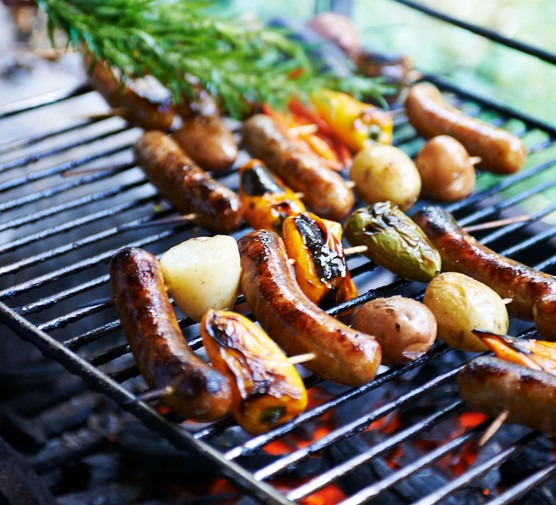 Food on barbecue