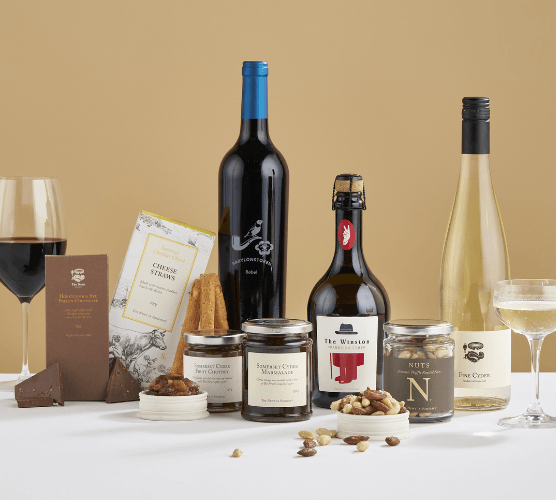 A selection of goodies from a Christmas hamper